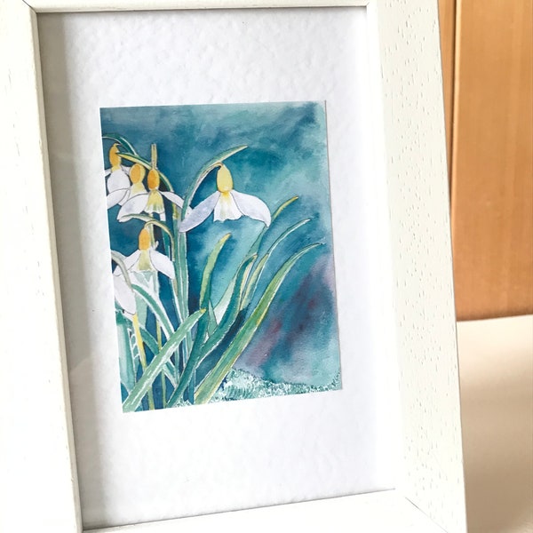 Snowdrops Small Framed Print Gift for Home
