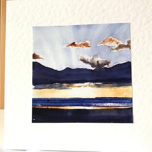 Sonnenuntergang bei Woolacombe Bay handgemachte Aquarell Meerlandschaft Karten
