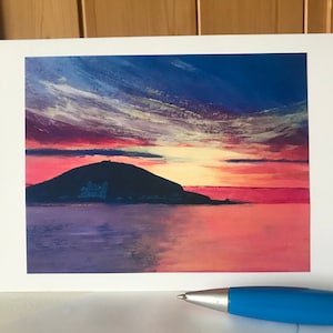 Tramonto su Burgh Island, South Hams Devon, una meravigliosa cartolina artistica per un'occasione importante, 7 x 5 pollici