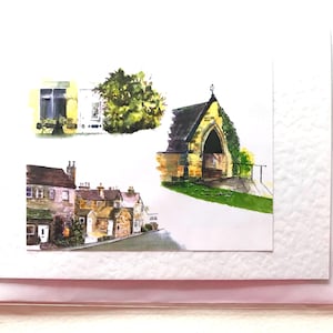 A pretty Yorkshire village - original watercolour handmade cards