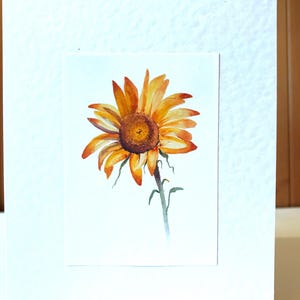 Carte tournesol - Illuminez la journée de quelqu'un avec ces cartes de voeux aquarelles jaune soleil faites à la main