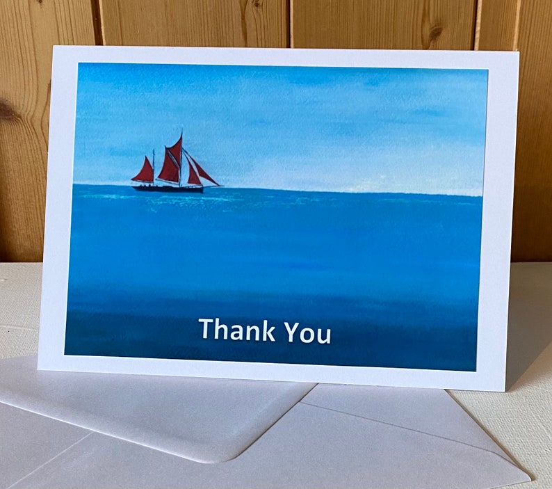 Handmade Boat Art Greetings Card for Him 7 x 5 inches image 2