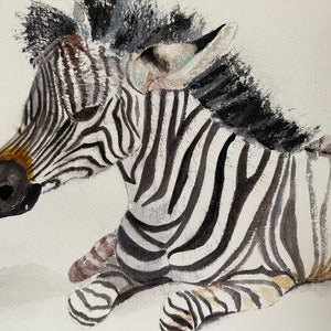 Zebra Handmade Watercolour Greeting Card, measures 7 x 5 inches, perfect for a Special Birthday image 5