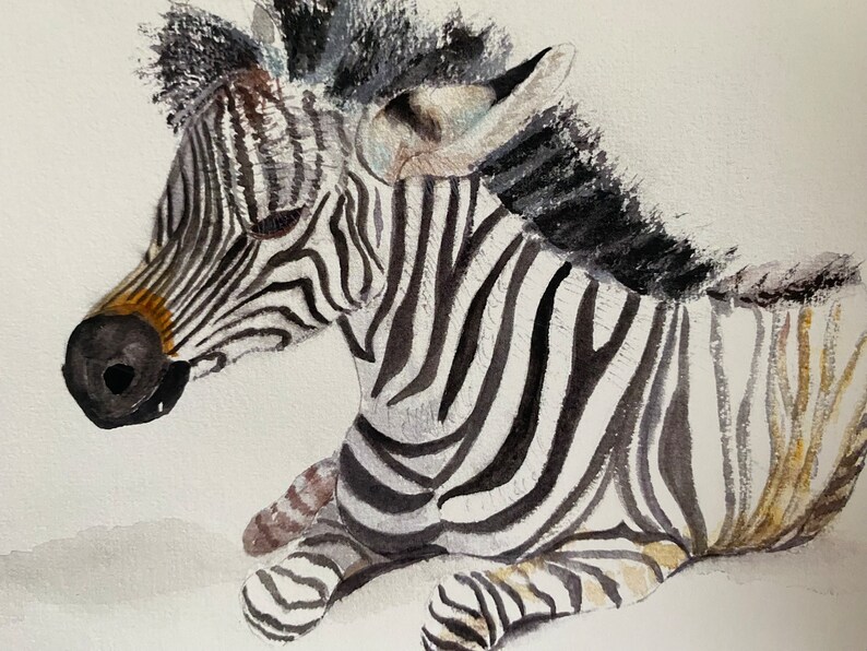 Zebra Handmade Watercolour Greeting Card, measures 7 x 5 inches, perfect for a Special Birthday image 5