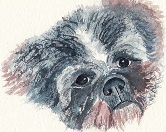 Handmade Watercolour Dog Lover Cards ShihTzu Note Cards