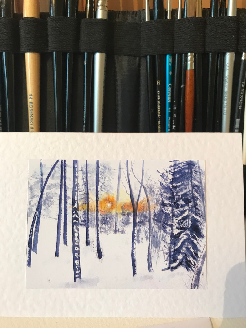 Handmade Watercolour Nordic Forest Christmas Cards a Set of 4 image 10