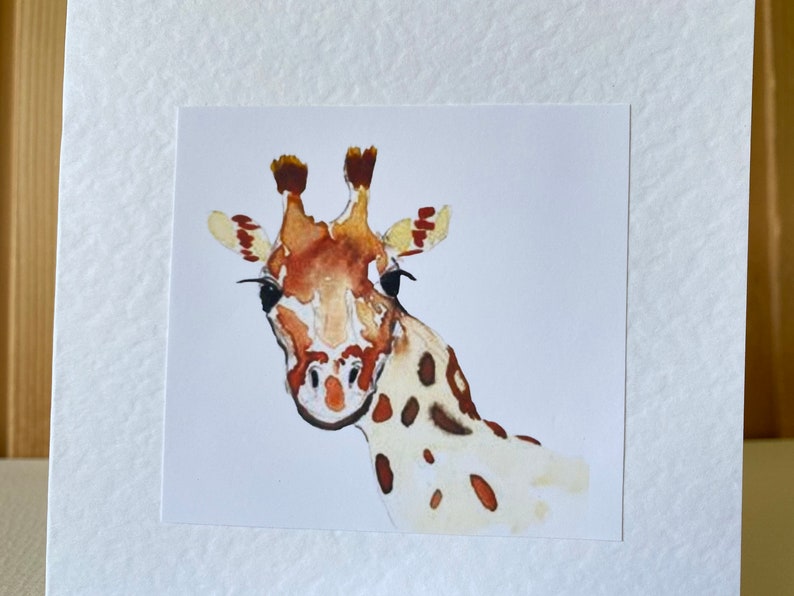 Giraffe Handmade Watercolour Childrens Cards image 6