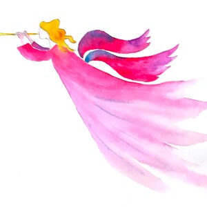 Cartes de voeux aquarelle faites main ange de Noël rose pour les fêtes de fin d'année