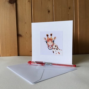 Giraffe Handmade Watercolour Childrens Cards image 2