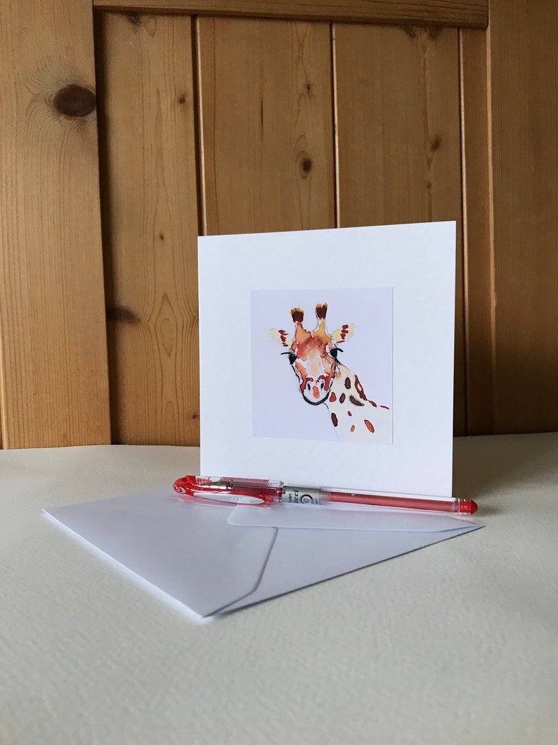 Giraffe Handmade Watercolour Childrens Cards image 2