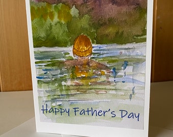 Father’s Day Card Wild Swimmer Handmade Watercolour Card