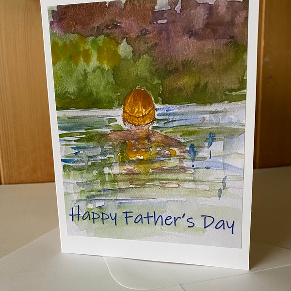 Father’s Day Card Wild Swimmer Handmade Watercolour Card