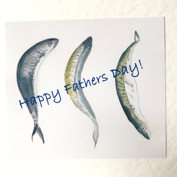 Three Little Fish Handmade Watercolour Fathers Day Card