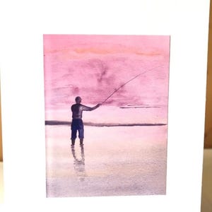 Cartões de aniversário em aquarela feitos à mão por pescadores