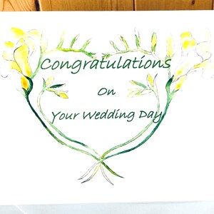 Handmade Freesia Love Heart Card: Watercolor Wedding or Anniversary image 3