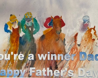Handmade Watercolour Fathers Day personalised card  6 x 4 or 7 x 5