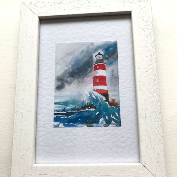 Watercolour Lighthouse Framed Print Fathers Day Gift