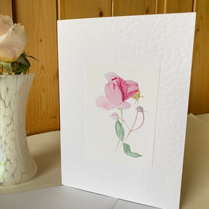 Sweet Small Gift of Pretty Pink Rose Watercolour Handmade Cards image 4