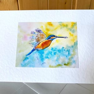 Kingfisher - a Handmade Watercolour Birthday Card for a Bird Lover or a Stationery Gift of Notecards
