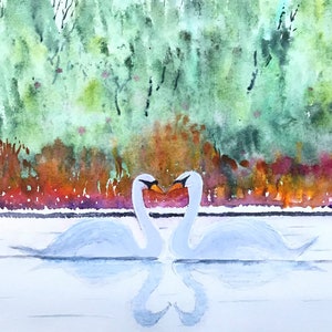 Love Bird Cards ein Set von vier handgemachten Aquarellkarten
