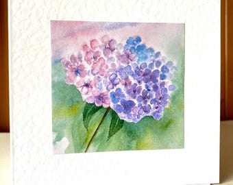 Hydrangea Flower - Watercolour Handmade Greeting Cards - Gardener birthday card
