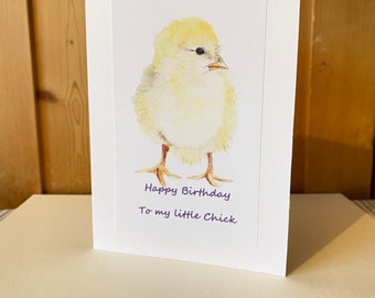 Birthday Card for your little Chick Personalised Handmade Watercolour 7 x 5 inches