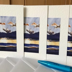 Sunset over the Sea - Surfer Birthday Card - Watercolour Handmade Greeting Cards Bild 12