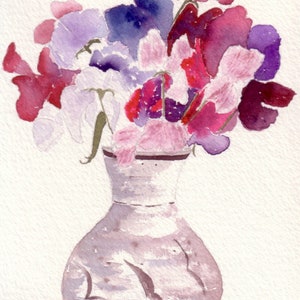 Süße Erbsen - Blumen - handgemachte Aquarell Grußkarten um Familie und Freunde zu erfreuen