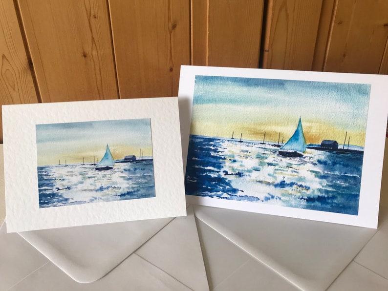 Handmade Watercolour Shimmering Sea Card image 3