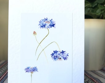 Cornflowers -  Handmade Watercolour Wildflower Greeting Cards