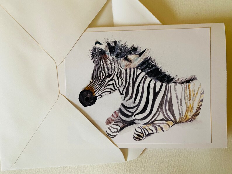 Zebra Handmade Watercolour Greeting Card, measures 7 x 5 inches, perfect for a Special Birthday image 9