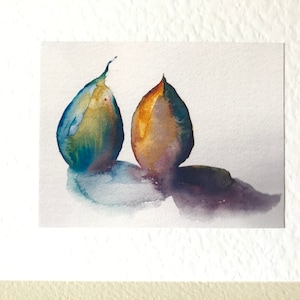 Still Life Watercolour Handmade Art Cards of two figs a Notecard Gift Set image 1