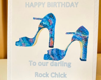 Handmade Watercolour Personalised Dancing Queen Shoes Birthday card