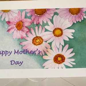 Margeurite Daisy - een mooie grote handgemaakte aquarel roze bloemenkaart - personaliseren op verzoek - Moederdag
