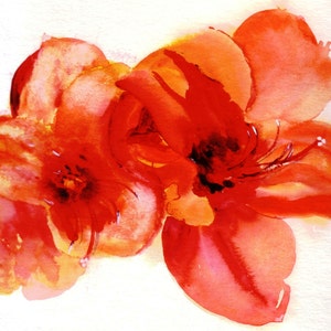 Decorazione murale originale, dipinto ad acquerello di un bellissimo fiore di Amaryllis arancione vibrante