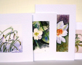 Handmade Watercolor Spring Flower Cards, small gift idea