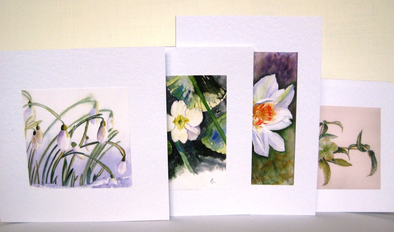 Handmade Watercolor Spring Flower Cards, small gift idea imagem 1