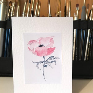 Mixed Card Set of 4 Pink Floral Watercolour Greeting Cards image 5