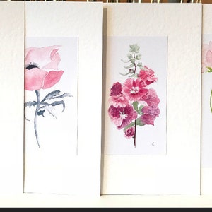 Mixed Card Set of 4 Pink Floral Watercolour Greeting Cards image 7