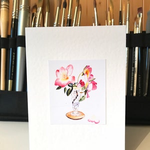 Mixed Card Set of 4 Pink Floral Watercolour Greeting Cards image 6