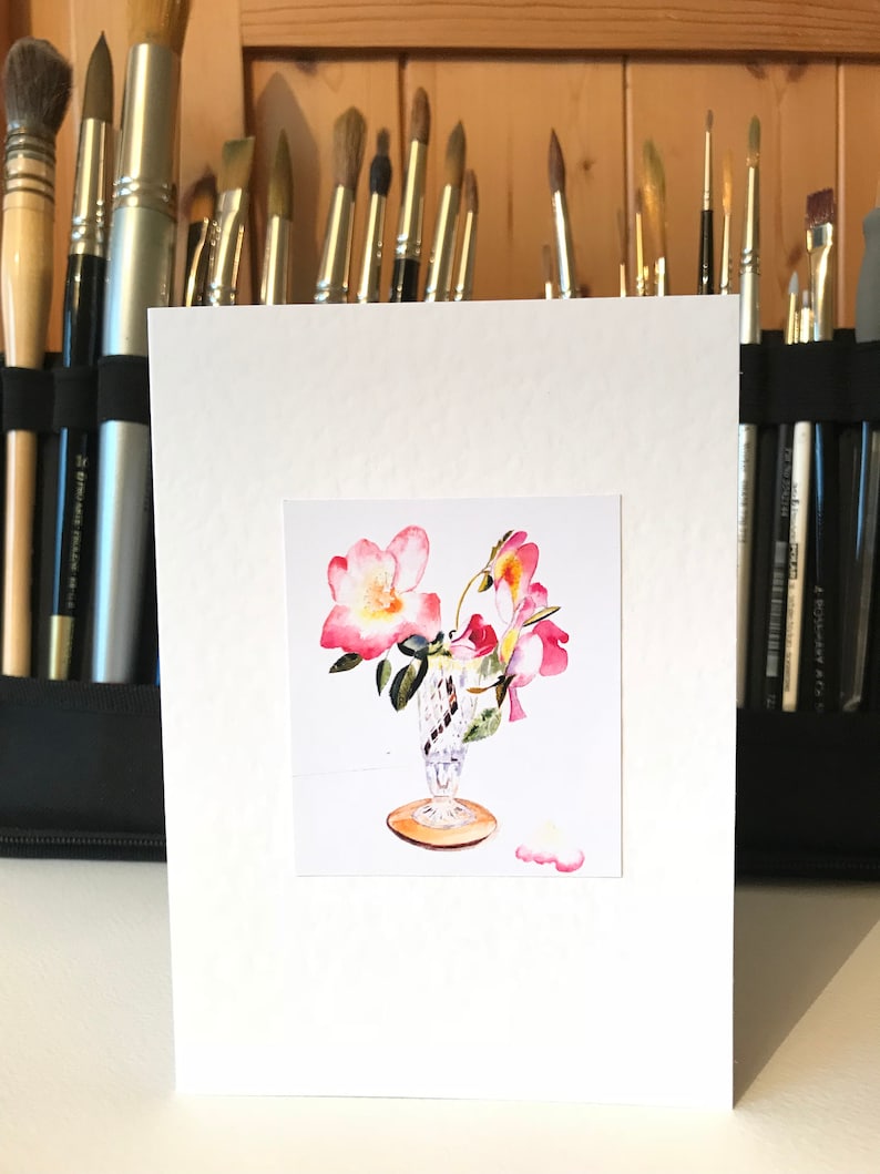 Mixed Card Set of 4 Pink Floral Watercolour Greeting Cards image 6