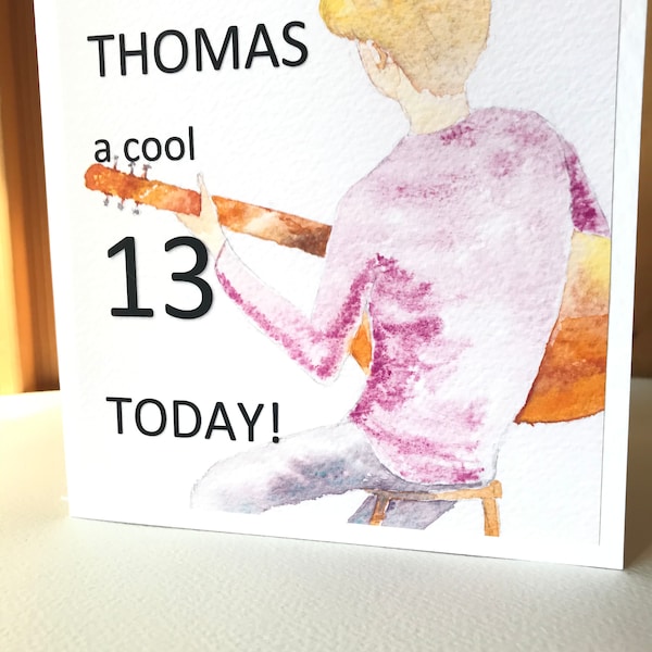 Handmade Watercolour Teenage Boy Birthday Card