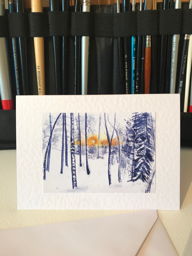 Handmade Watercolour Nordic Forest Christmas Cards a Set of 4 image 9