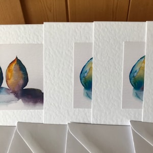 Still Life Watercolour Handmade Art Cards of two figs a Notecard Gift Set image 4