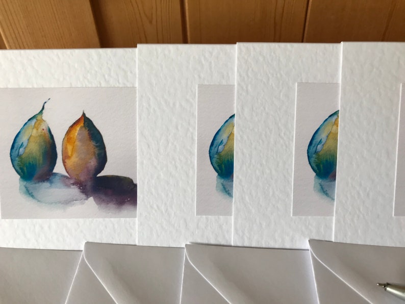 Still Life Watercolour Handmade Art Cards of two figs a Notecard Gift Set image 4