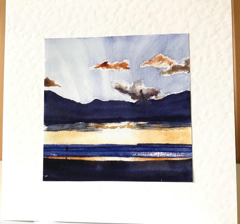 Sunset over the Sea - Surfer Birthday Card - Watercolour Handmade Greeting Cards Bild 5
