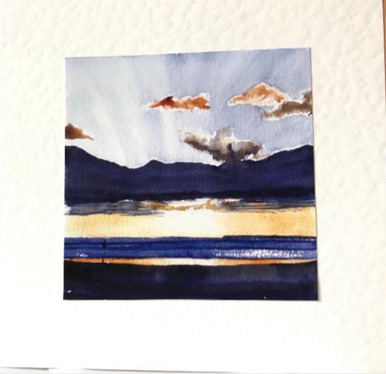 Sunset over the Sea - Surfer Birthday Card - Watercolour Handmade Greeting Cards Bild 16