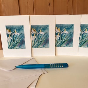 Handmade Snowdrop Cards a beautiful set of 4 Watercolor Cards image 3