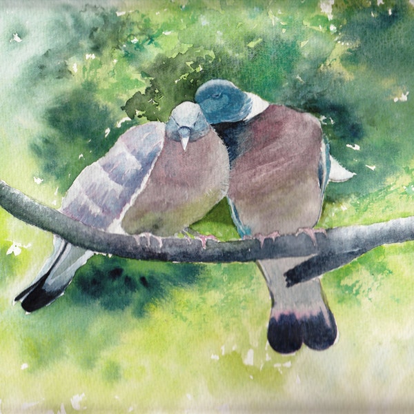 Love Birds Anniversary or Wedding Cards, Watercolour Note Cards