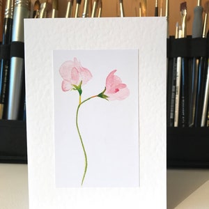 Mixed Card Set of 4 Pink Floral Watercolour Greeting Cards image 4